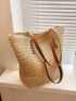 Minimalist Straw Bag Double Handle Vacation Style