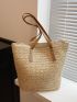 Minimalist Straw Bag Double Handle Vacation Style