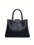 Minimalist Square Bag Double Handle Elegant Style Genuine Leather