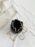 Mini Cartoon Embossed Chain Bucket Bag Drawstring Design