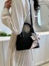 Small Twilly Scarf Decor Dome Bag Litchi Embossed