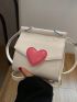 Women's Crossbody Bag Single Shoulder Bag Heart Decor Bag Contrast Color Valentine's Day Gift