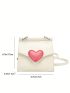 Women's Crossbody Bag Single Shoulder Bag Heart Decor Bag Contrast Color Valentine's Day Gift