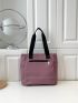 Letter Patch Decor Square Bag Double Handle