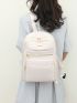 Metal Decor Functional Backpack Minimalist Zipper Medium