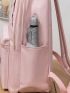 Letter Graphic Classic Backpack Medium Zipper Pink