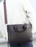 Men Letter Embossed Briefcase Double Handle For Business