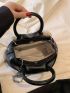 Mini Beaded Decor Chain Ruched Bag Black