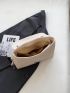 Chevron Detail Flap Chain Square Bag Beige Fashionable
