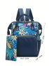 Leaf Print Functional Backpack With Coin Purse