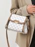 Geometric Pattern Flap Square Bag Top Handle