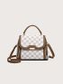 Geometric Pattern Flap Square Bag Top Handle