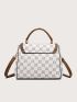 Geometric Pattern Flap Square Bag Top Handle