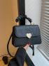 Snakeskin Embossed Heart Decor Flap Square Bag Small