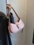 Buckle Decor Hobo Bag Medium Adjustable Strap