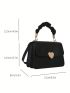 Snakeskin Embossed Heart Decor Flap Square Bag Small