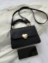 Snakeskin Embossed Heart Decor Flap Square Bag Small