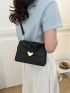 Snakeskin Embossed Heart Decor Flap Square Bag Small
