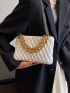 Quilted Chain Square Bag Small Zipper White