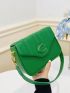 Mini Minimalist Flap Square Bag Letter Decor Green