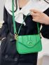Mini Minimalist Flap Square Bag Letter Decor Green