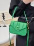 Mini Minimalist Flap Square Bag Letter Decor Green