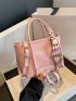 Mini Crocodile Embossed Square Bag Twilly Scarf Decor