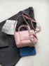 Mini Crocodile Embossed Square Bag Twilly Scarf Decor