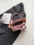 Mini Crocodile Embossed Square Bag Twilly Scarf Decor