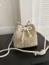 Mini Straw Bag Floral Embroidered Drawstring Detail Vacation