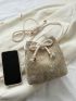 Mini Straw Bag Floral Embroidered Drawstring Detail Vacation