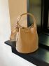 Mini Bucket Bag Twilly Scarf Decor Litchi Embossed PU Elegant