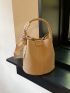 Mini Bucket Bag Twilly Scarf Decor Litchi Embossed PU Elegant