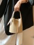 Mini Bucket Bag Twilly Scarf Decor Litchi Embossed PU Elegant