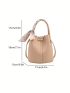 Mini Bucket Bag Twilly Scarf Decor Litchi Embossed PU Elegant