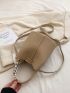 Mini Bucket Bag Twilly Scarf Decor Litchi Embossed PU Elegant