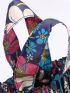 Mini Drawstring Backpack Fashion Floral Pattern With Coin Purse Polyester