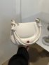 Mini Saddle Bag White Fashionable With Zipper For Daily