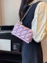 Mini Square Bag Metallic Pink Funky Chain Flap PU