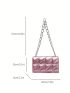 Mini Square Bag Metallic Pink Funky Chain Flap PU