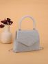 Mini Square Bag Glamorous Cubic Zirconia Decor Chain Flap, Perfect Bride Purse For Wedding, Prom & Party Events