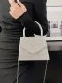 Mini Square Bag Glamorous Cubic Zirconia Decor Chain Flap, Perfect Bride Purse For Wedding, Prom & Party Events