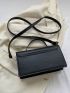 Small Square Bag Fashion Adjustable Strap Metal Decor Flap PU