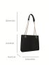 Black Square Bag Chevron Pattern Chain Fashion PU