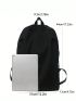 Black Minimalist Casual Daypack Adjustable Strap For Daily