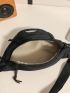 Letter Patch Fanny Pack Black Adjustable Strap For Daily