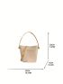 Litchi Embossed Bucket Bag Stitch Detail Top Handle For Work