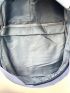 Letter Patch Laptop Backpack Multiple Pocket Blue Preppy Adjustable Strap