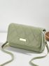 Quilted Long Wallet Green Flap With Zipper For Daily