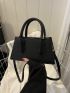 Small Litchi Embossed Double Handle Baguette Bag Minimalist